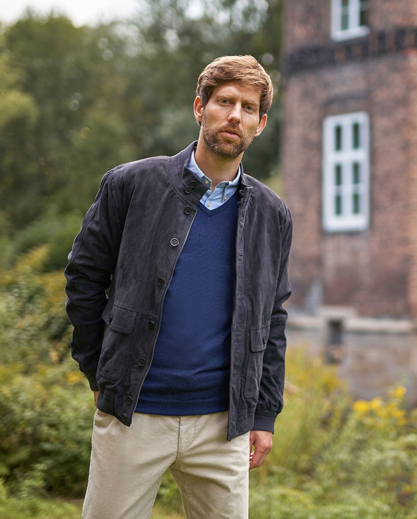 Lederblouson ”Winner” für Herren in navy - Wellington of Bilmore
