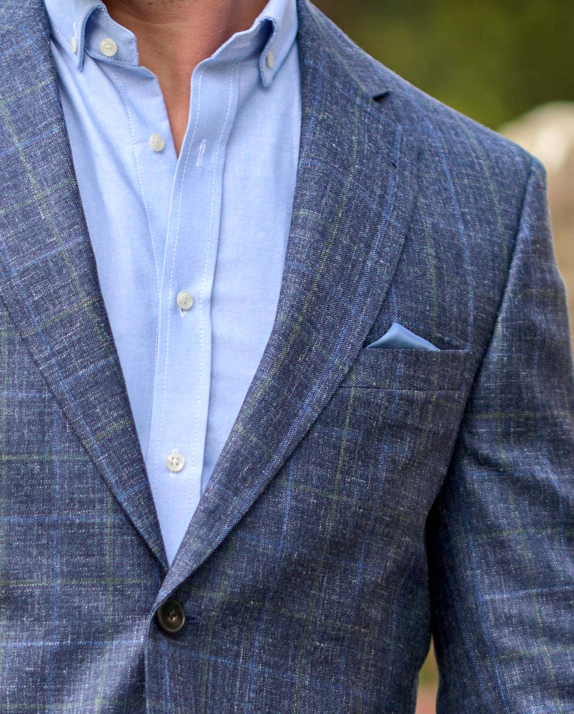 Leichtes Sommersakko ''London'' aus Schurwoll-Mix in navy check - Wellington of Bilmore