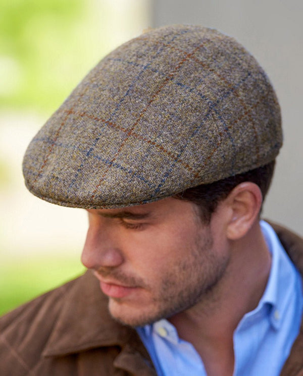 Flatcap "Henry Cap" van origineel Harris Tweed in Walnut Check
