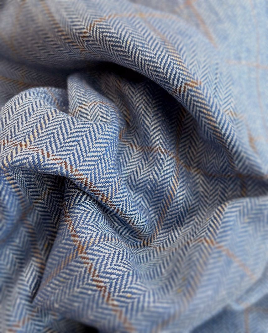 Sommersakko ''London'' aus Seide in light blue check - Wellington of Bilmore