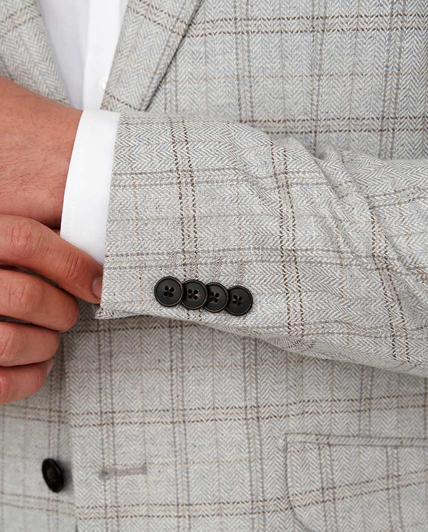 Sommersakko ''London SO'' aus Seide in light grey check - Wellington of Bilmore