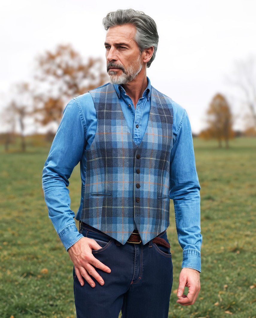 Tailor - Harris Tweed Weste in jeans herringbone - Wellington of Bilmore