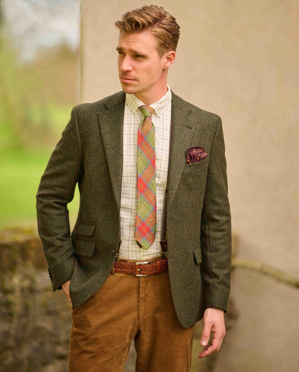 Tweed colbert "London" in donkergroen melange